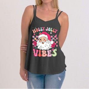 Groovy Cute Santa Claus Christmas Vibes Xmas Girl Women's Strappy Tank