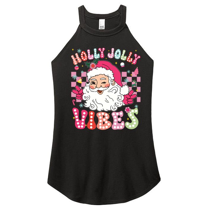 Groovy Cute Santa Claus Christmas Vibes Xmas Girl Women's Perfect Tri Rocker Tank