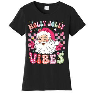 Groovy Cute Santa Claus Christmas Vibes Xmas Girl Women's T-Shirt