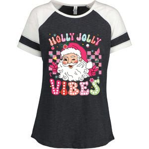 Groovy Cute Santa Claus Christmas Vibes Xmas Girl Enza Ladies Jersey Colorblock Tee