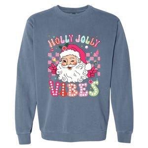 Groovy Cute Santa Claus Christmas Vibes Xmas Girl Garment-Dyed Sweatshirt