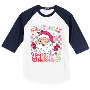 Groovy Cute Santa Claus Christmas Vibes Xmas Girl Baseball Sleeve Shirt