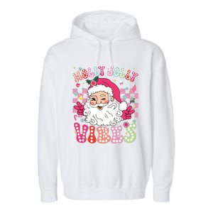 Groovy Cute Santa Claus Christmas Vibes Xmas Girl Garment-Dyed Fleece Hoodie