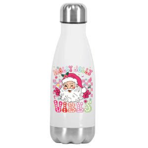 Groovy Cute Santa Claus Christmas Vibes Xmas Girl Stainless Steel Insulated Water Bottle