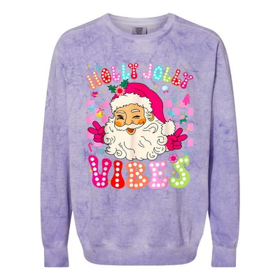 Groovy Cute Santa Claus Christmas Vibes Xmas Colorblast Crewneck Sweatshirt