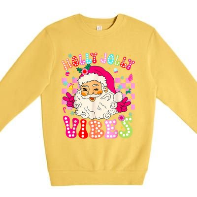 Groovy Cute Santa Claus Christmas Vibes Xmas Premium Crewneck Sweatshirt