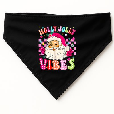 Groovy Cute Santa Claus Christmas Vibes Xmas USA-Made Doggie Bandana