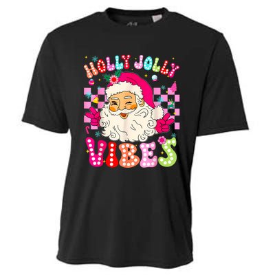 Groovy Cute Santa Claus Christmas Vibes Xmas Cooling Performance Crew T-Shirt