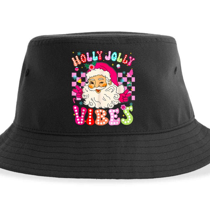 Groovy Cute Santa Claus Christmas Vibes Xmas Sustainable Bucket Hat