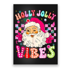 Groovy Cute Santa Claus Christmas Vibes Xmas Poster