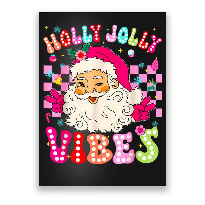 Groovy Cute Santa Claus Christmas Vibes Xmas Poster