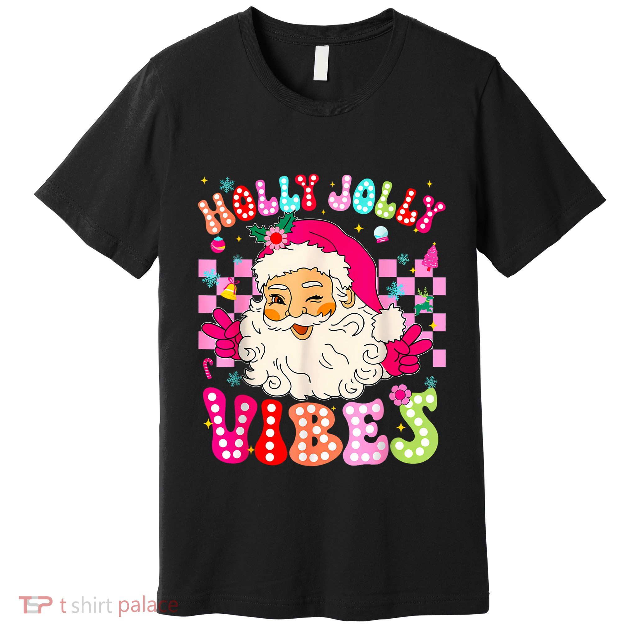 Groovy Cute Santa Claus Christmas Vibes Xmas Premium T-Shirt
