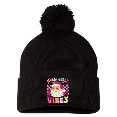 Groovy Cute Santa Claus Christmas Vibes Xmas Pom Pom 12in Knit Beanie