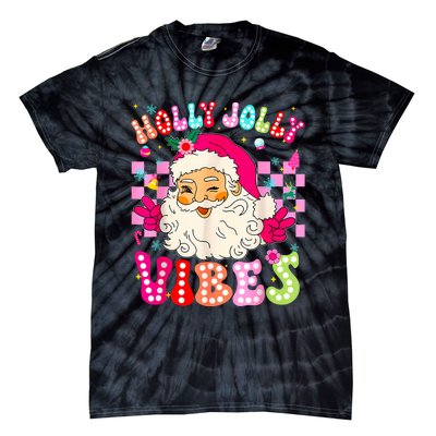 Groovy Cute Santa Claus Christmas Vibes Xmas Tie-Dye T-Shirt