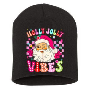 Groovy Cute Santa Claus Christmas Vibes Xmas Short Acrylic Beanie