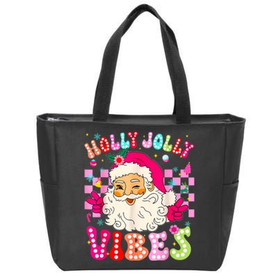 Groovy Cute Santa Claus Christmas Vibes Xmas Zip Tote Bag