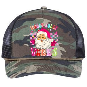 Groovy Cute Santa Claus Christmas Vibes Xmas Retro Rope Trucker Hat Cap