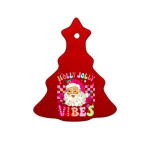 Groovy Cute Santa Claus Christmas Vibes Xmas Ceramic Tree Ornament