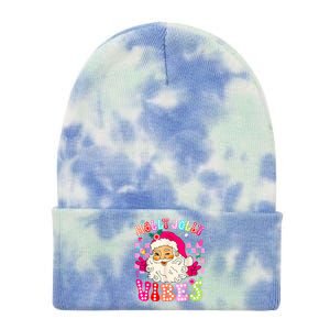 Groovy Cute Santa Claus Christmas Vibes Xmas Tie Dye 12in Knit Beanie