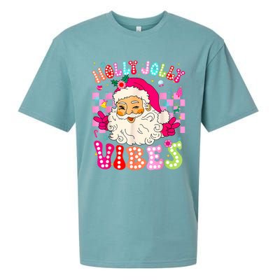 Groovy Cute Santa Claus Christmas Vibes Xmas Sueded Cloud Jersey T-Shirt