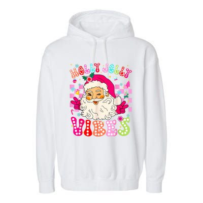 Groovy Cute Santa Claus Christmas Vibes Xmas Garment-Dyed Fleece Hoodie