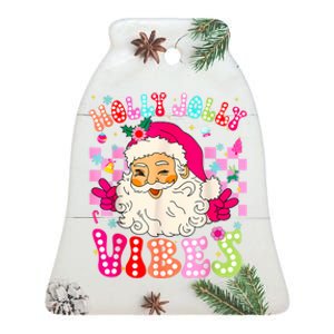 Groovy Cute Santa Claus Christmas Vibes Xmas Ceramic Bell Ornament