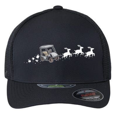 Golf Cart Santa Christmas Sleigh Funny Golf Club Flexfit Unipanel Trucker Cap