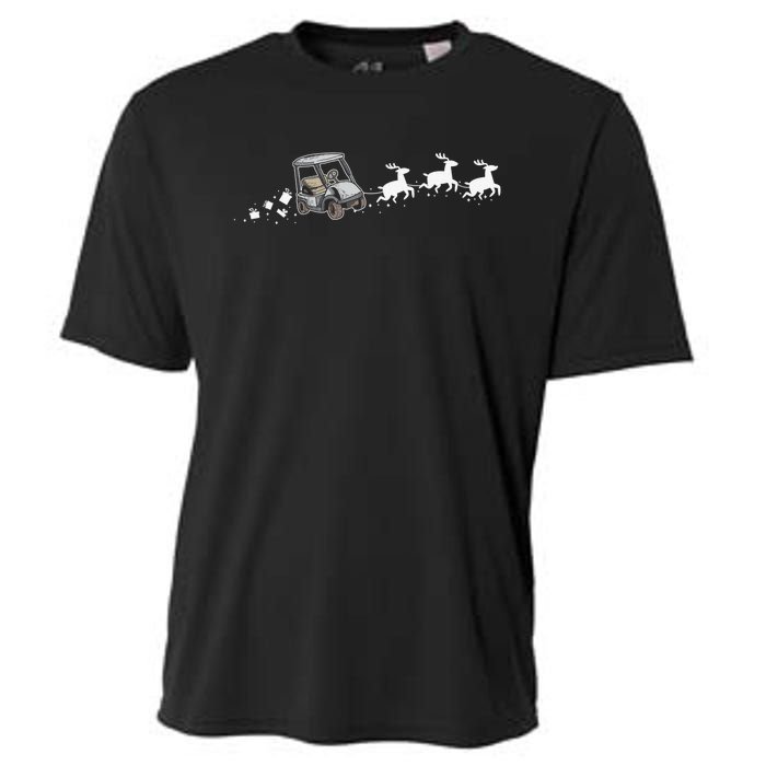 Golf Cart Santa Christmas Sleigh Funny Golf Club Cooling Performance Crew T-Shirt