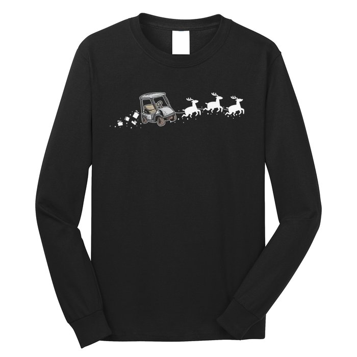 Golf Cart Santa Christmas Sleigh Funny Golf Club Long Sleeve Shirt