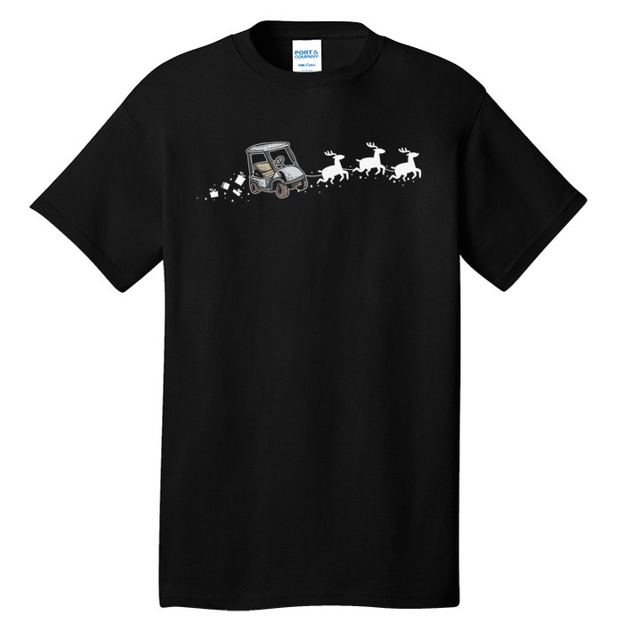 Golf Cart Santa Christmas Sleigh Funny Golf Club Tall T-Shirt