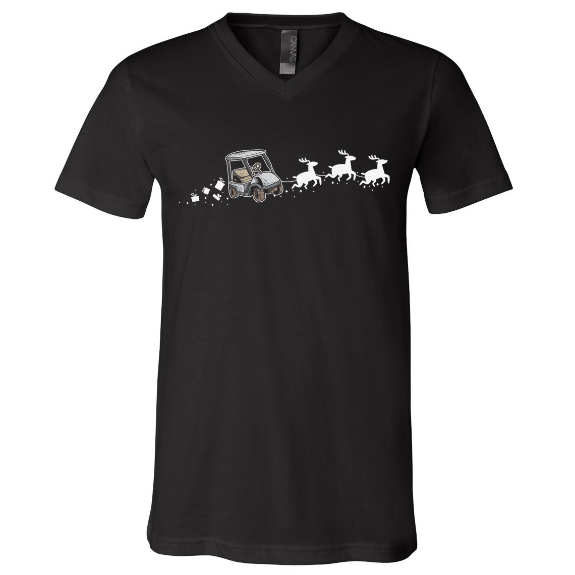 Golf Cart Santa Christmas Sleigh Funny Golf Club V-Neck T-Shirt