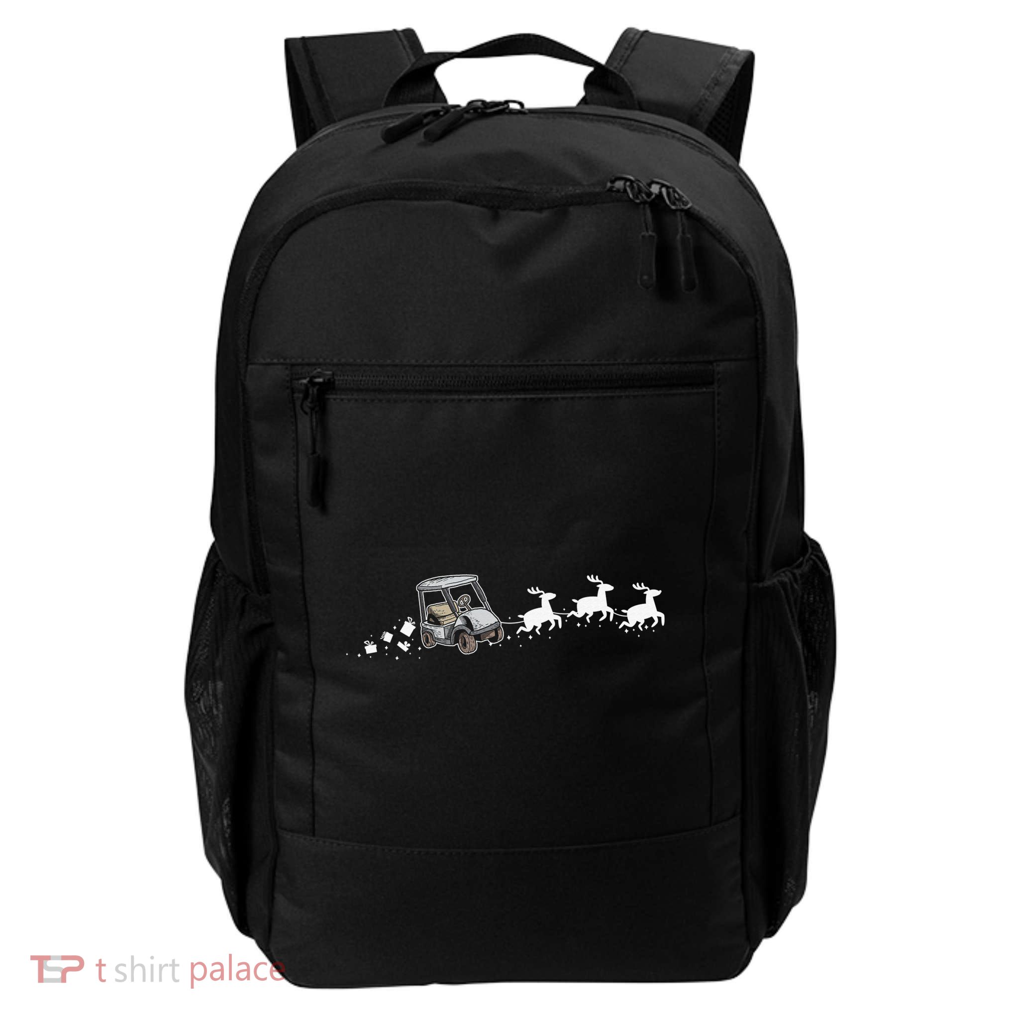 Golf Cart Santa Christmas Sleigh Funny Golf Club Backpack
