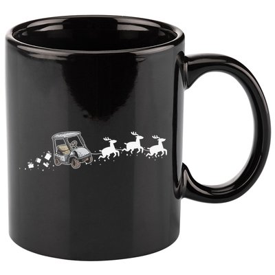 Golf Cart Santa Christmas Sleigh Funny Golf Club 11oz C Handle Ceramic Mug