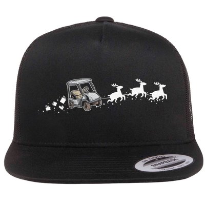 Golf Cart Santa Christmas Sleigh Funny Golf Club Flatbill Hat