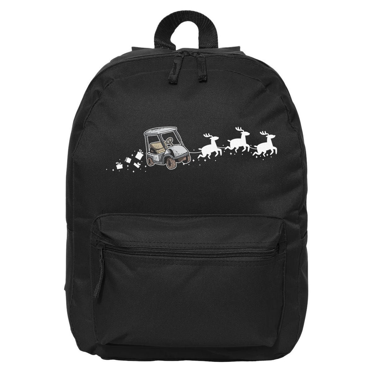 Golf Cart Santa Christmas Sleigh Funny Golf Club 16 in Basic Backpack