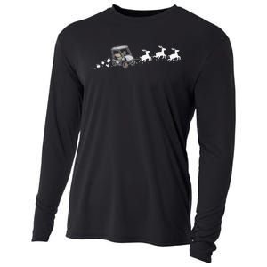 Golf Cart Santa Christmas Sleigh Funny Golf Club Cooling Performance Long Sleeve Crew