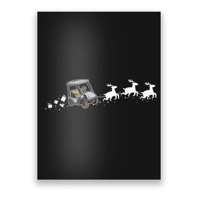 Golf Cart Santa Christmas Sleigh Funny Golf Club Poster