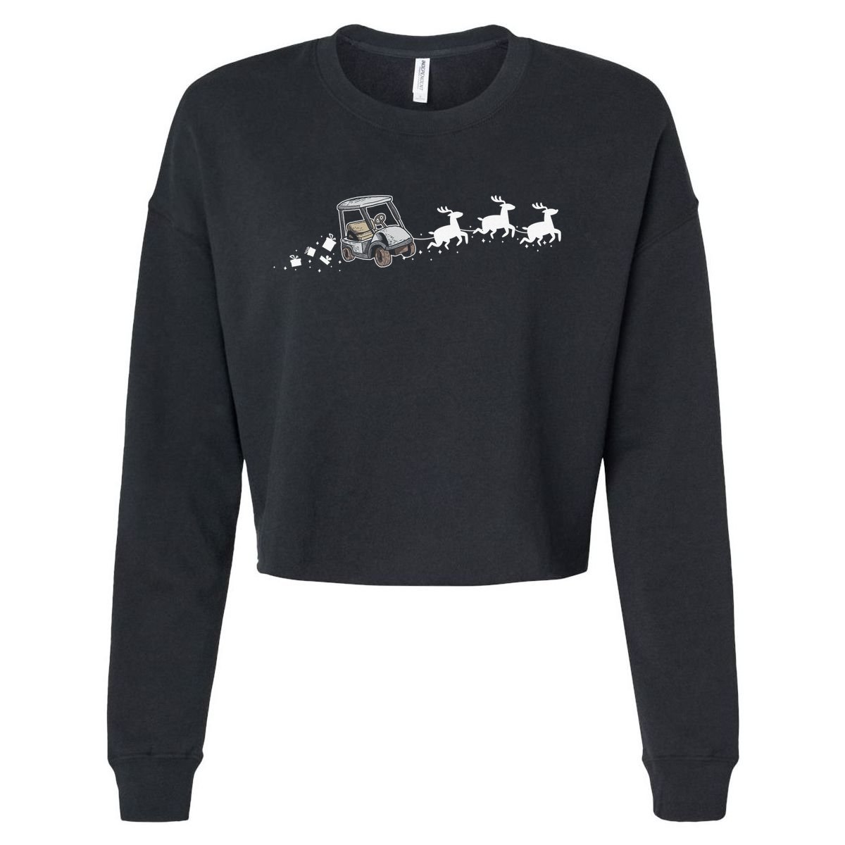 Golf Cart Santa Christmas Sleigh Funny Golf Club Cropped Pullover Crew