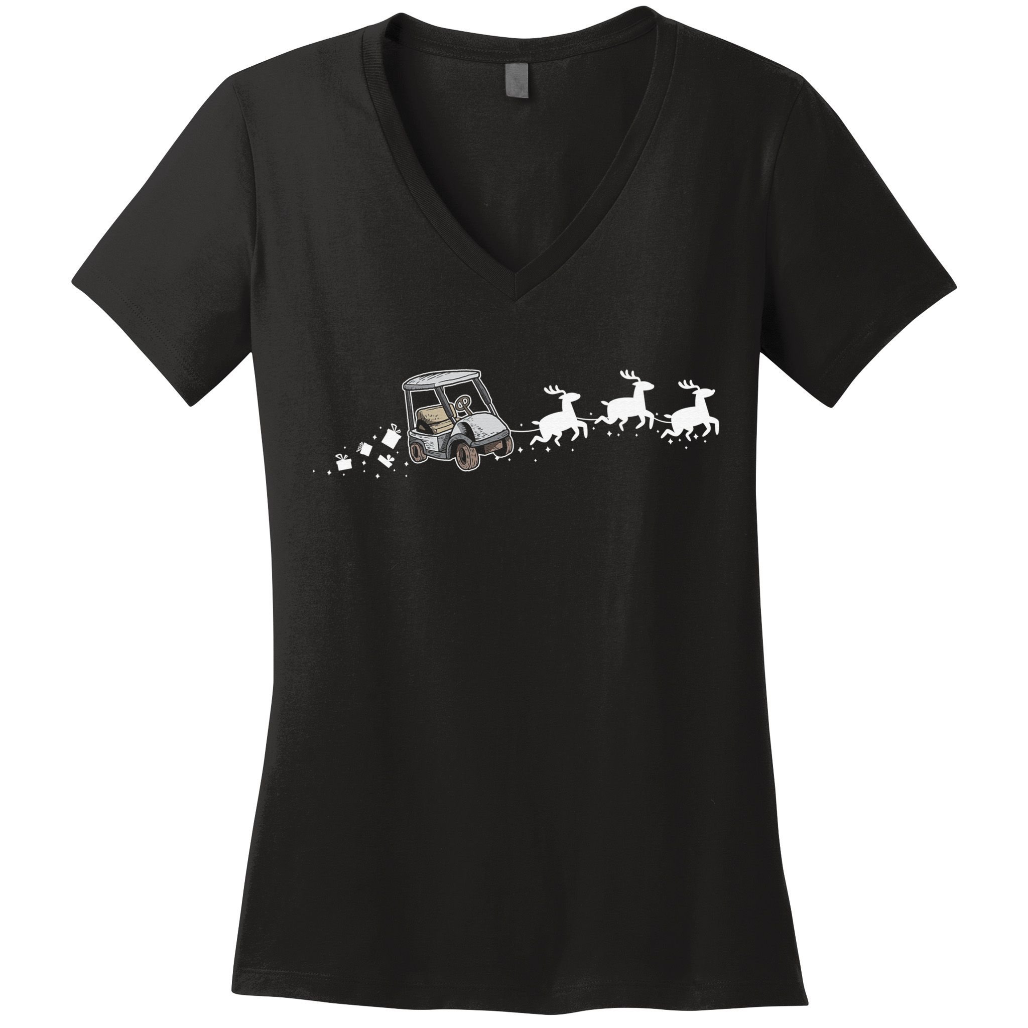 Golf Cart Santa Christmas Sleigh Funny Golf Club Women's V-Neck T-Shirt