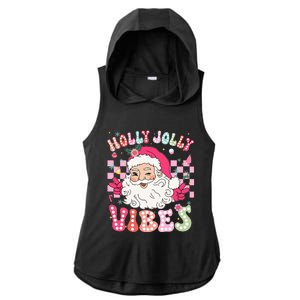 Groovy Cute Santa Claus Christmas Vibes Xmas Ladies PosiCharge Tri-Blend Wicking Draft Hoodie Tank