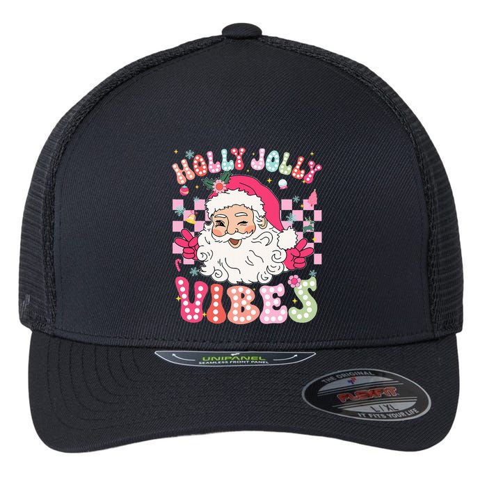 Groovy Cute Santa Claus Christmas Vibes Xmas Flexfit Unipanel Trucker Cap