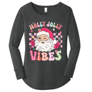 Groovy Cute Santa Claus Christmas Vibes Xmas Women's Perfect Tri Tunic Long Sleeve Shirt