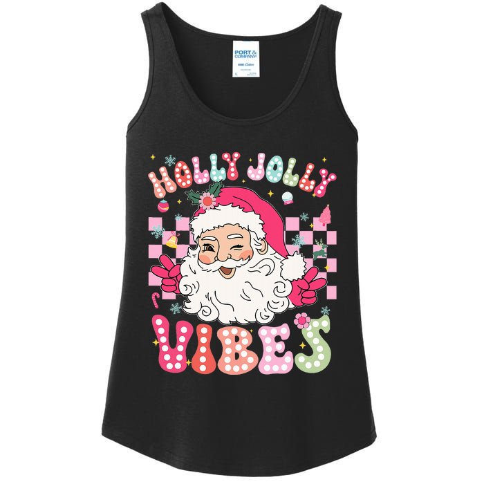 Groovy Cute Santa Claus Christmas Vibes Xmas Ladies Essential Tank