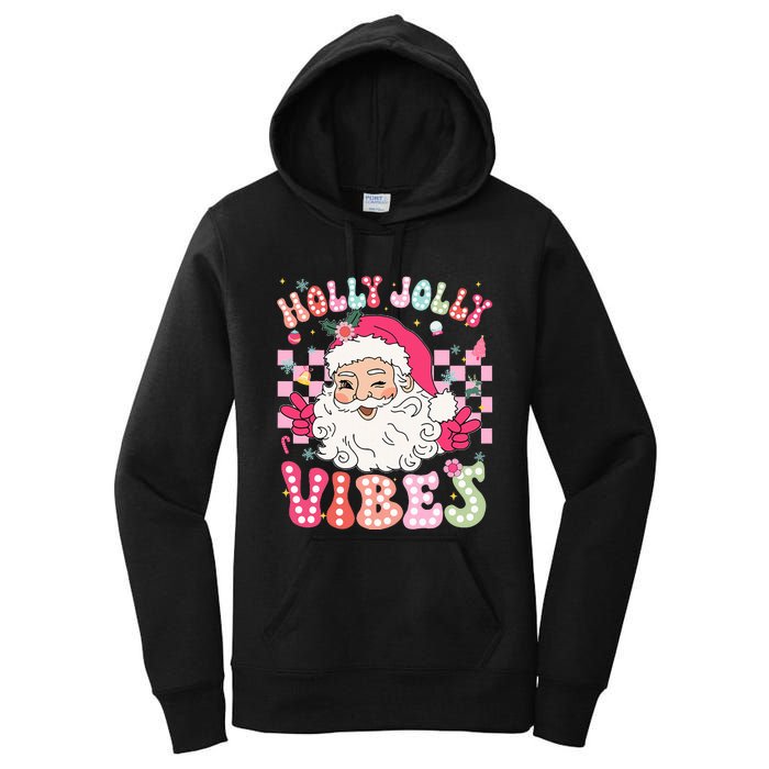 Groovy Cute Santa Claus Christmas Vibes Xmas Women's Pullover Hoodie