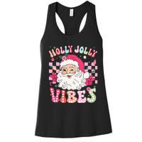 Groovy Cute Santa Claus Christmas Vibes Xmas Women's Racerback Tank