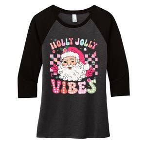 Groovy Cute Santa Claus Christmas Vibes Xmas Women's Tri-Blend 3/4-Sleeve Raglan Shirt