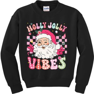 Groovy Cute Santa Claus Christmas Vibes Xmas Kids Sweatshirt