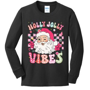 Groovy Cute Santa Claus Christmas Vibes Xmas Kids Long Sleeve Shirt