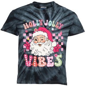 Groovy Cute Santa Claus Christmas Vibes Xmas Kids Tie-Dye T-Shirt