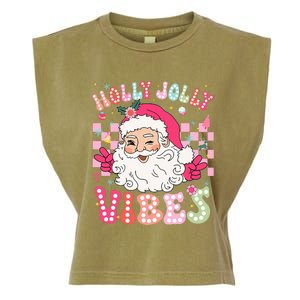 Groovy Cute Santa Claus Christmas Vibes Xmas Garment-Dyed Women's Muscle Tee